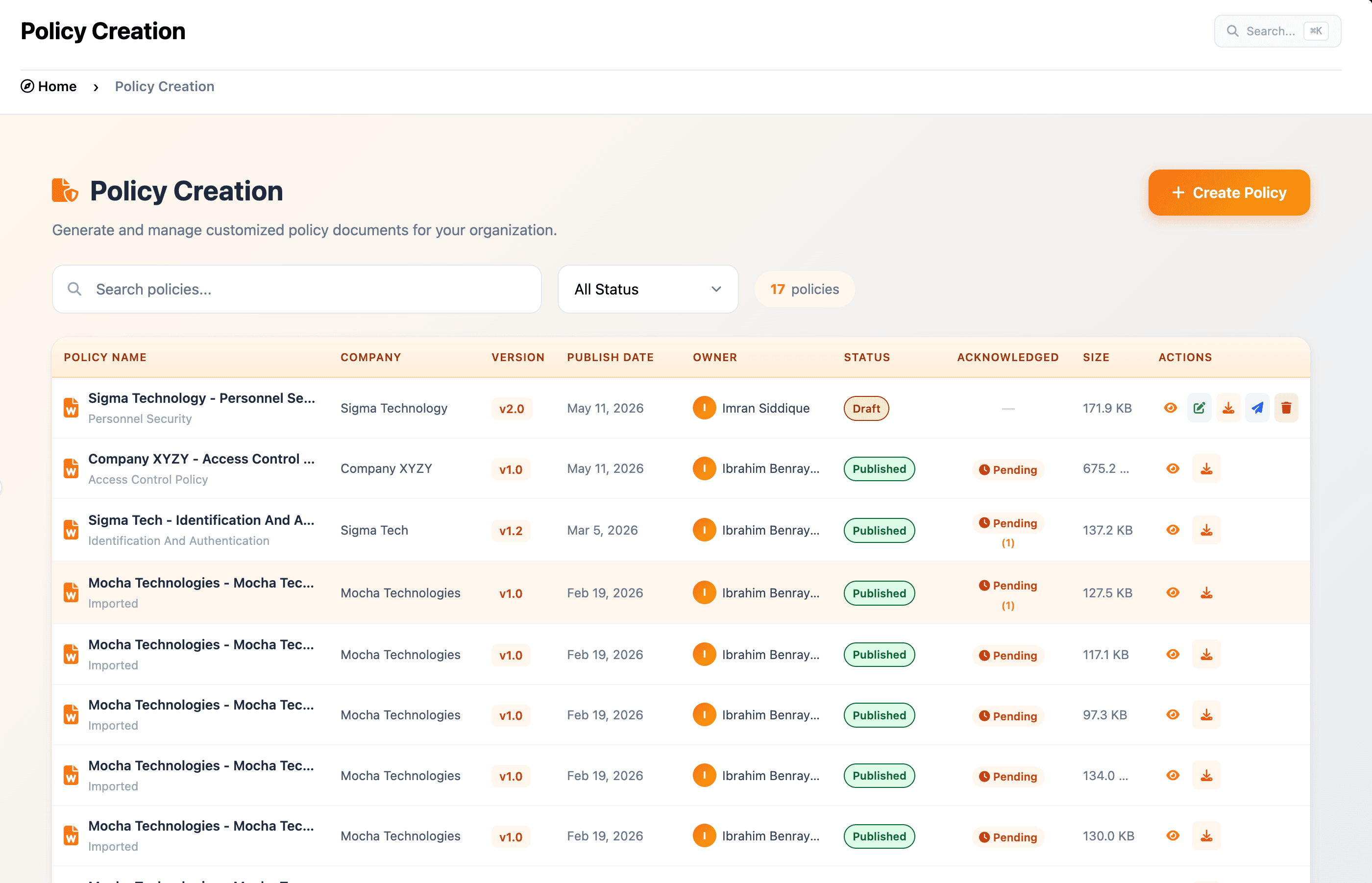 CyberGuard AI policy creation workspace for cloud security policies